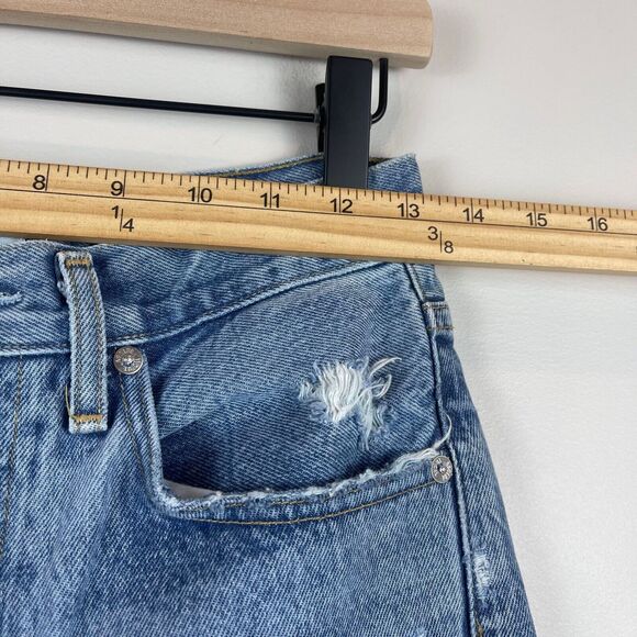 Agolde Jeans Women 25 Blue Denim Medium Wash Straight Leg 90s Distressed Raw Hem - Picture 9 of 11